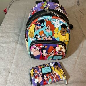 Disney x Loungefly Purple Multi Goofy Family Kids Mini Backpack with Wallet